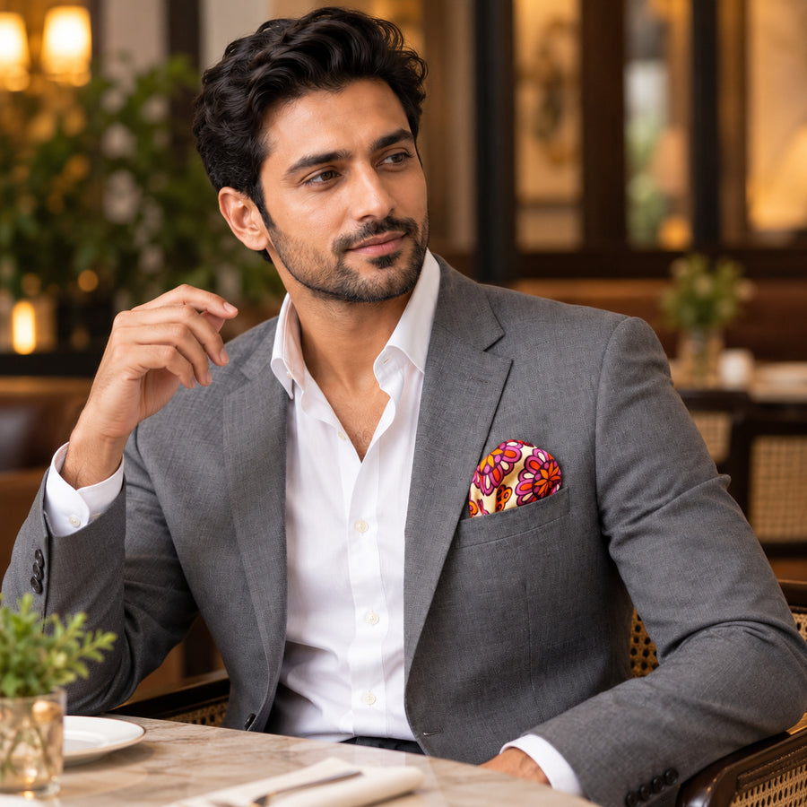 Ethnic Vector Pattern pocket square — restaurant lifestyle.