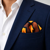 Fashion Geometric Pattern pocket square — navy jacket · wearing detail.