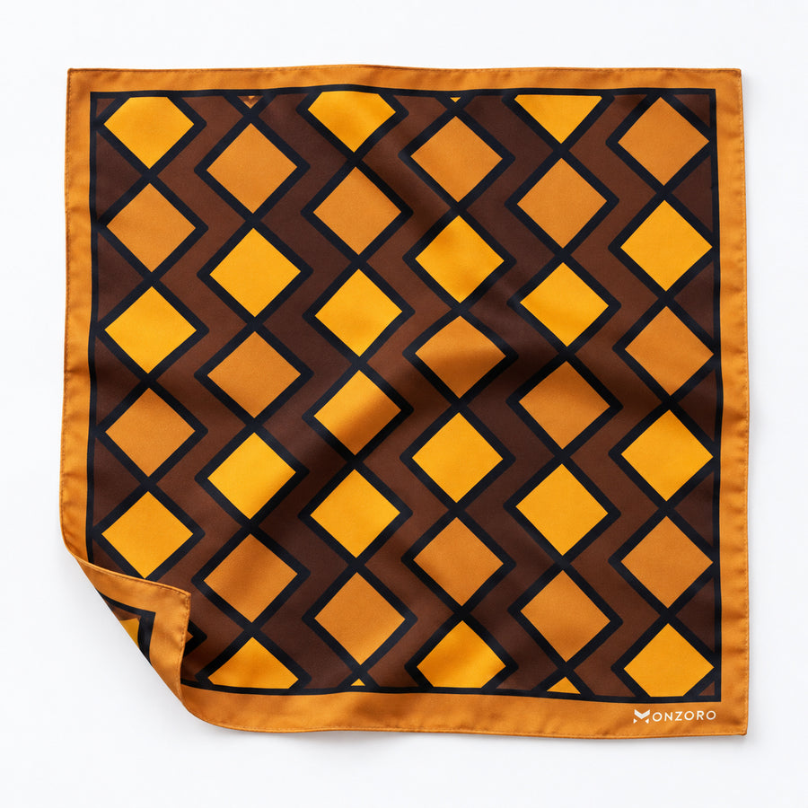 Fashion Geometric Pattern pocket square — unfolded studio detail.