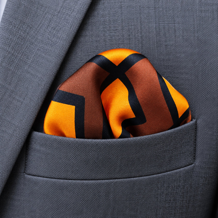 Fashion Geometric Pattern pocket square — close-up wearing detail.