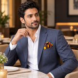Fashion Geometric Pattern pocket square — restaurant lifestyle.