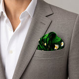 Green Floret pocket square — light jacket · wearing detail.