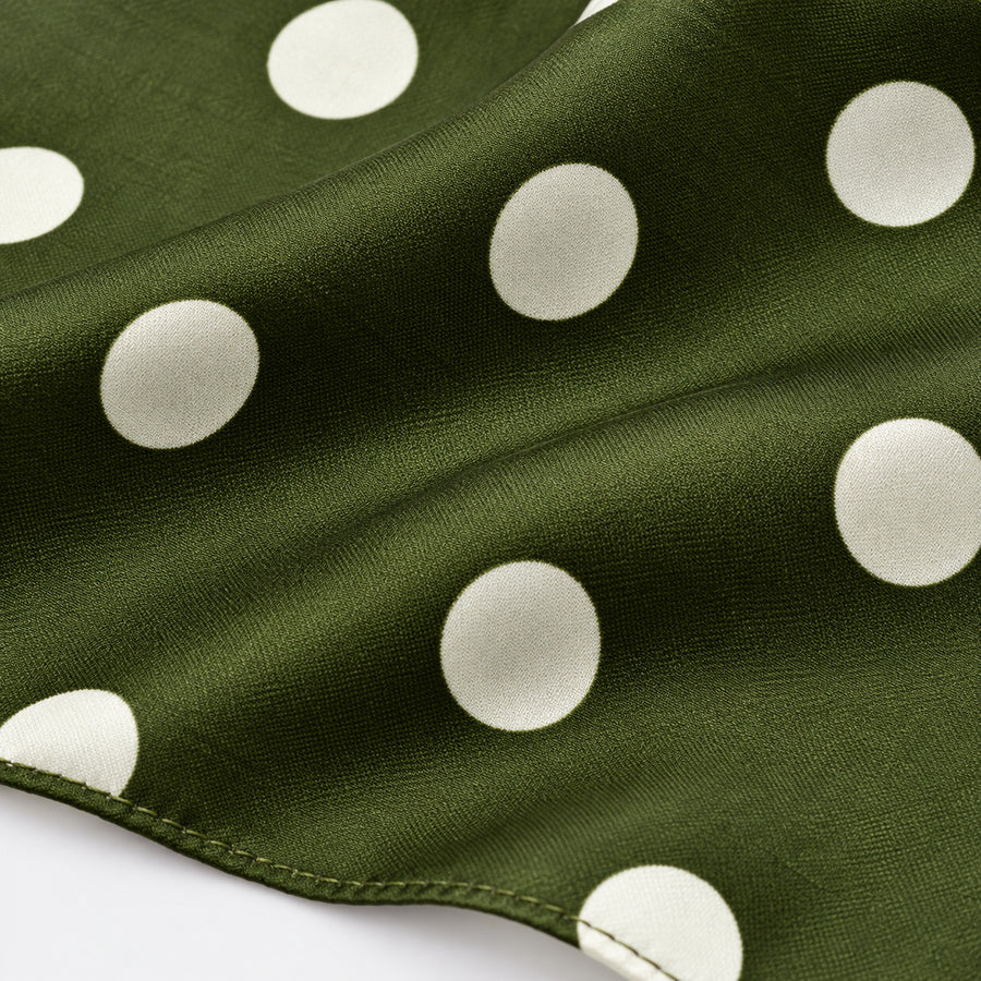 Forest Polka Dots pocket square — fabric and design close-up.