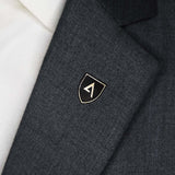 CLASSIC KNIGHT SHIELD – Dark Brown AND GOLD LAPEL PINS