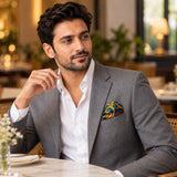 Garden of Eve pocket square — restaurant lifestyle.