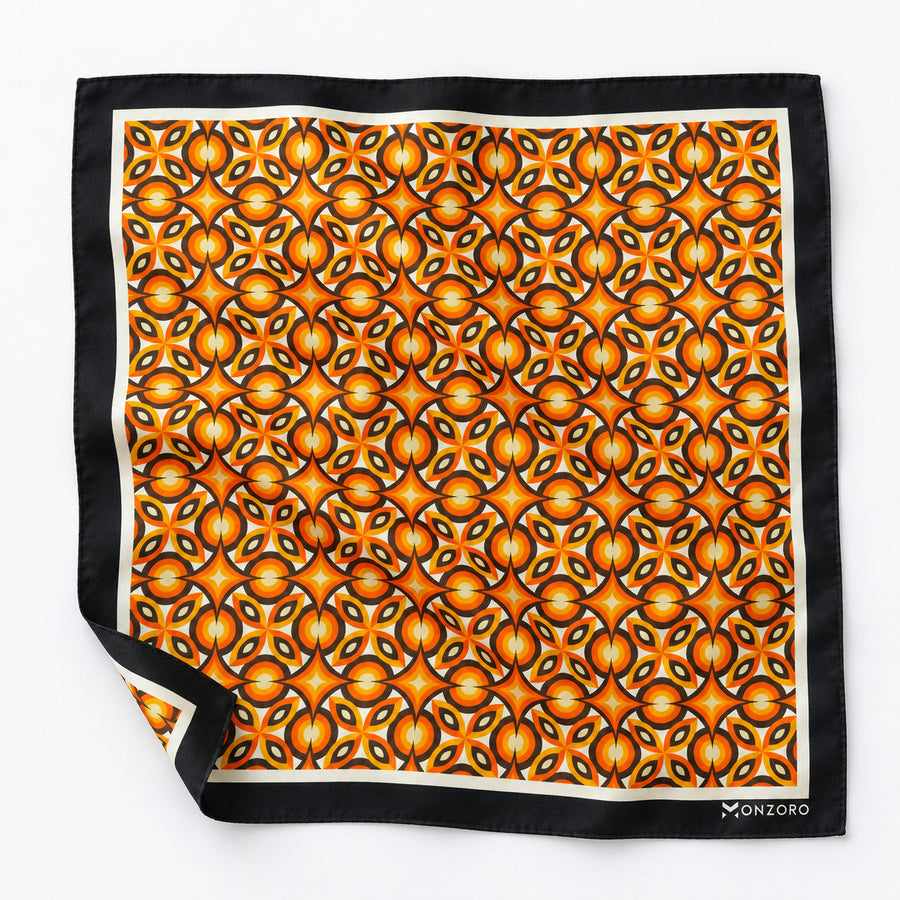 Geometric Repeat Pattern pocket square — unfolded studio detail.