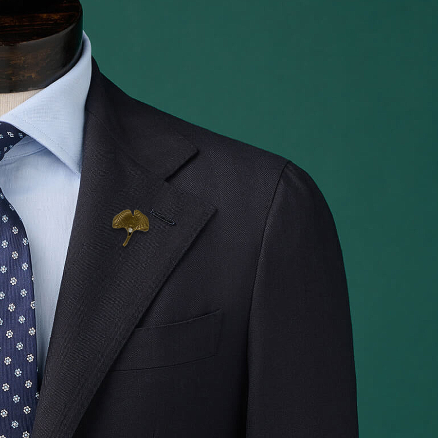 Ginkgo Flower Brass Lapel Pin - Lapel Pins | Monzoro Pakistan