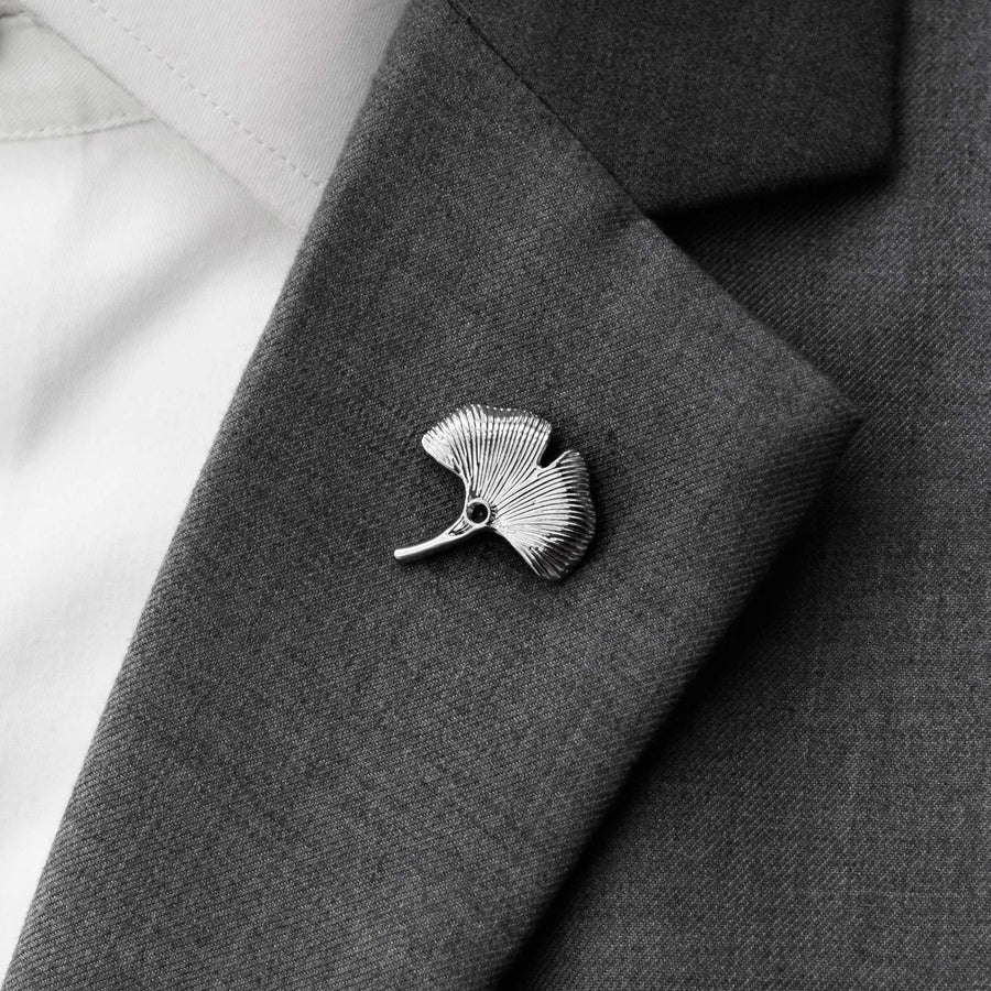 Ginkgo Flower Silver Lapel Pin - Lapel Pins | Monzoro Pakistan