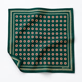 Green and Gold Reversible pocket square — unfolded studio detail.