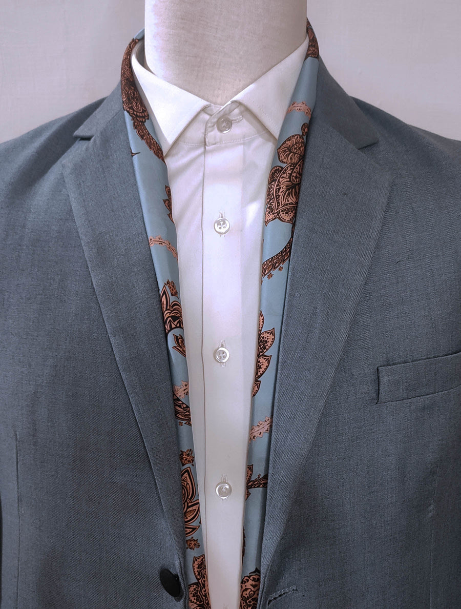 Grey Box Pleated - Silk Scarves - Silk Scarves | Monzoro Pakistan