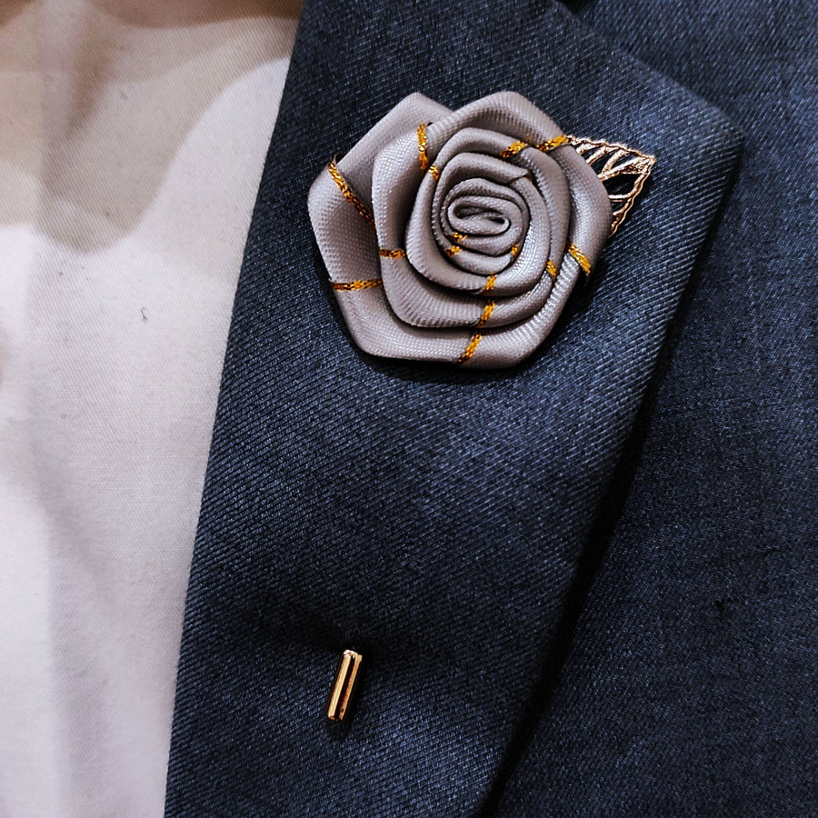 Grey Texture Floral Lapel Pins - Lapel Pins | Monzoro Pakistan