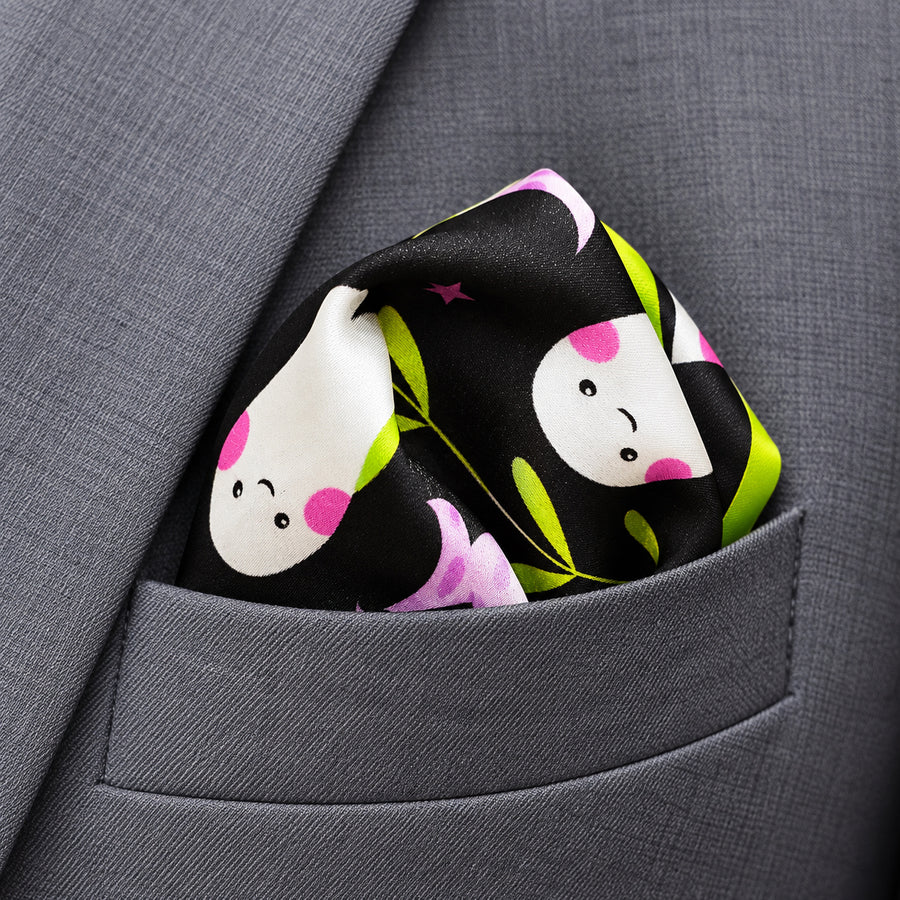 Halloween Scrapbook Paper Ghost pocket square — close-up wearing detail.