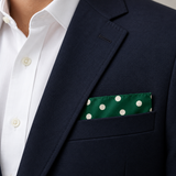 Hunter Green Polka Dot Silk Pocket Square