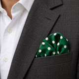 Hunter Green Polka Dot Silk Pocket Square
