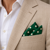 Hunter Green Polka Dot Silk Pocket Square