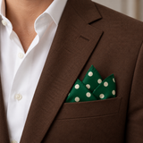 Hunter Green Polka Dot Silk Pocket Square