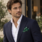 Hunter Green Polka Dot Silk Pocket Square