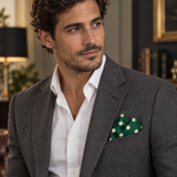 Hunter Green Polka Dot Silk Pocket Square