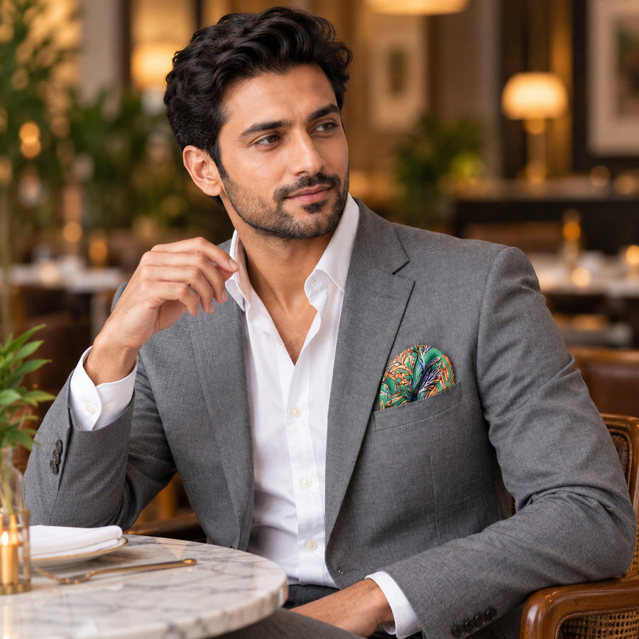 In The Jungle pocket square — restaurant lifestyle.