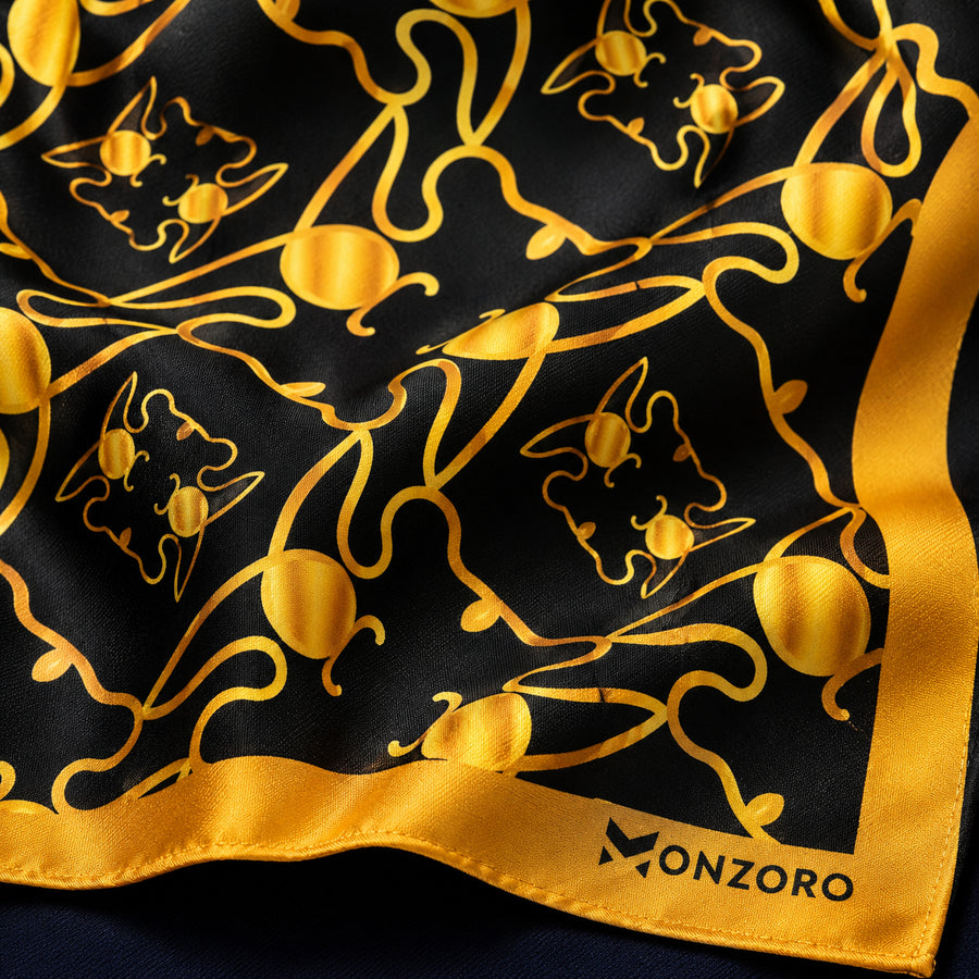 Golden Reverie pocket square — fabric and design close-up.