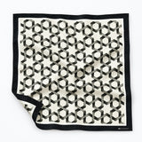 Infinite Geometric Loop pocket square — unfolded studio detail.
