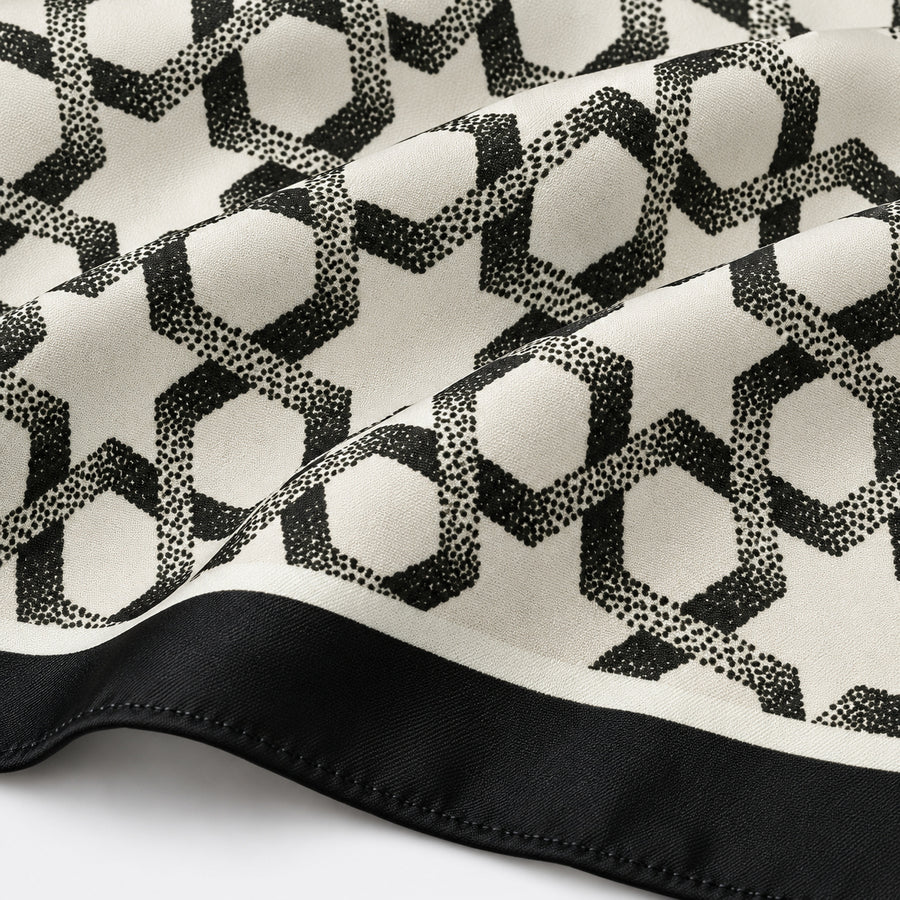 Infinite Geometric Loop pocket square — fabric and design close-up.