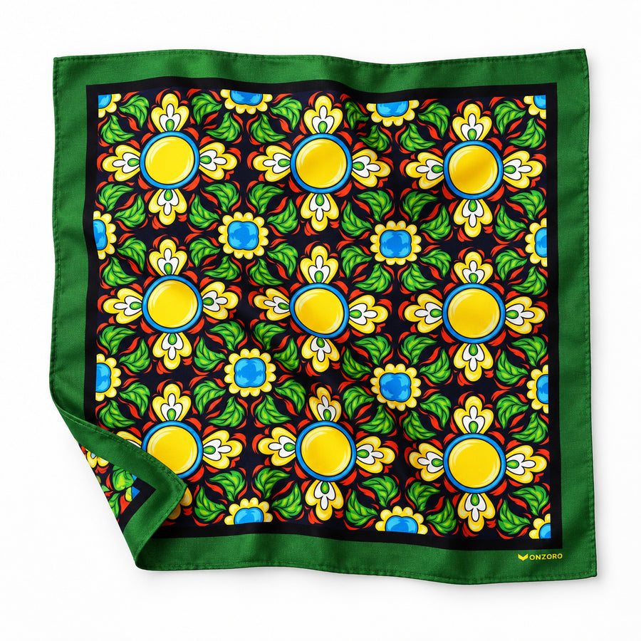 Italian Seamless pocket square — unfolded studio detail.