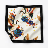 Mandarin Heron White pocket square — unfolded studio detail.