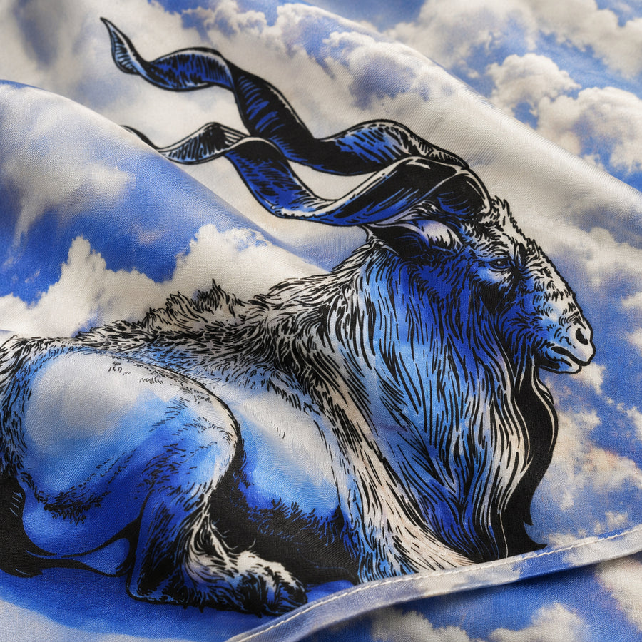 Pakistani Markhor pocket square — fabric and design close-up.