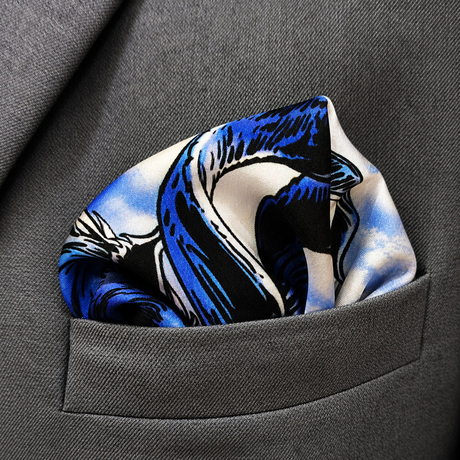 Pakistani Markhor pocket square — close-up wearing detail.