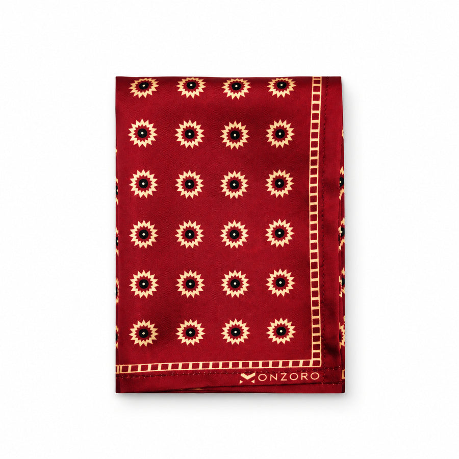 Maroon and Gold Reversible pocket square — folded product.
