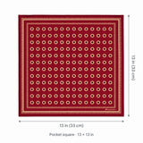 Maroon and Gold Reversible pocket square — size guide.