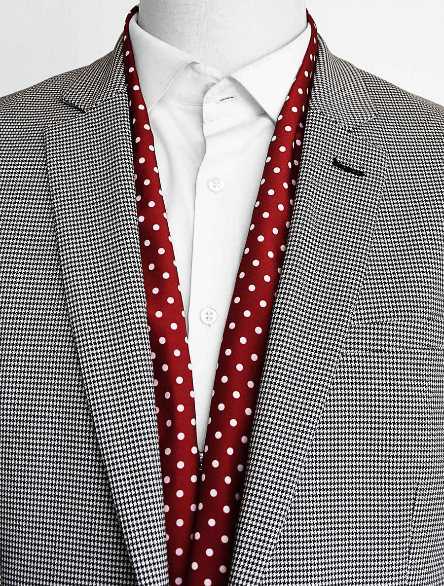 Maroon Mini Dot Polka - Silk Men Scarves - Silk Scarves | Monzoro Pakistan