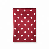 Maroon and White Polka Dots pocket square — folded product.