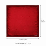 Merlot Mini Polka Dots pocket square — size guide.