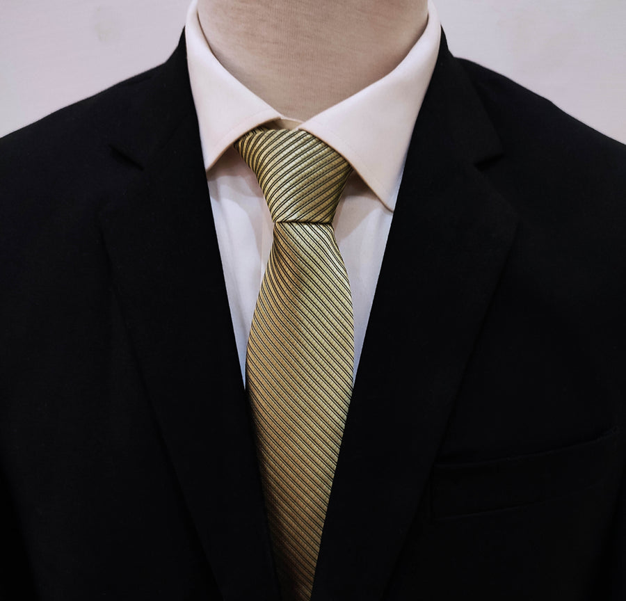 Metallic Green Diagonal Striped Neck Ties - Neckties | Monzoro Pakistan