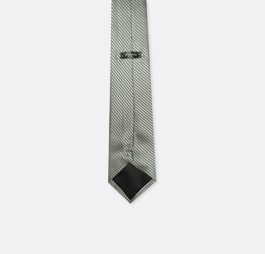 Metallic Grey Diagonal Striped Neck Ties - Neckties | Monzoro Pakistan