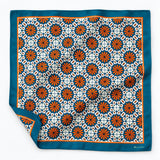 Mexican Floral Loop pocket square — unfolded studio detail.