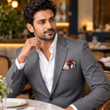 Mexican Talavera pocket square — restaurant lifestyle.