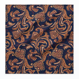 Midnight Copper Paisley Silk Pocket Square — Unfolded studio detail