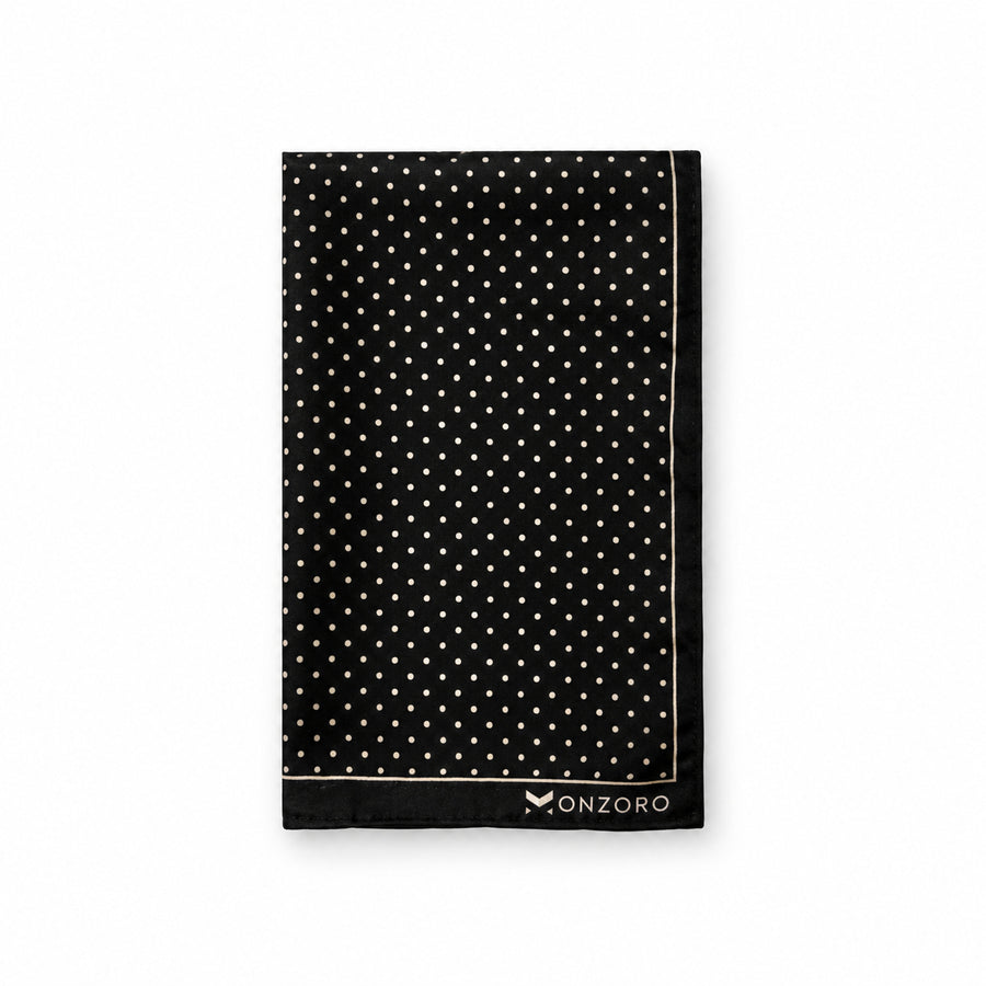 Mini Point Black pocket square — folded product.