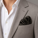Mini Point Black pocket square — light jacket · wearing detail.