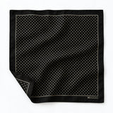 Mini Point Black pocket square — unfolded studio detail.