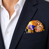 Mixed Pattern pocket square — navy jacket · wearing detail.