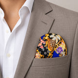 Mixed Pattern pocket square — light jacket · wearing detail.