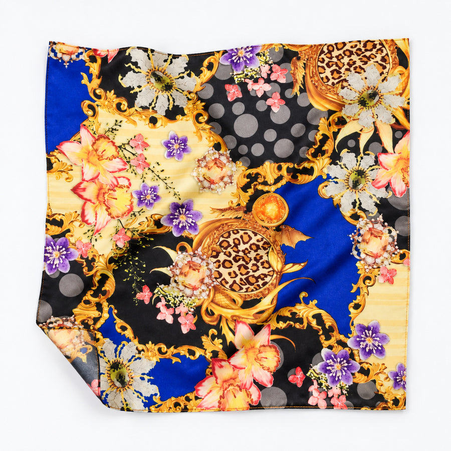 Mixed Pattern pocket square — unfolded studio detail.