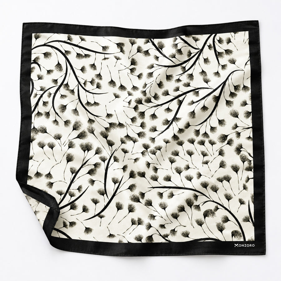 Modern Floral pocket square — unfolded studio detail.
