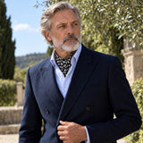 Black and White Leopard Silk Ascot — Navy · garden editorial