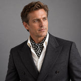 Black and White Leopard Silk Ascot — Charcoal · studio portrait