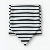Black & White Stripes Silk Ascot — Compact folded display